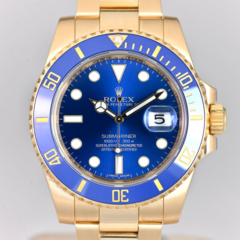 Rolex Submariner Date 40 Gelbgold Blau 116618LB