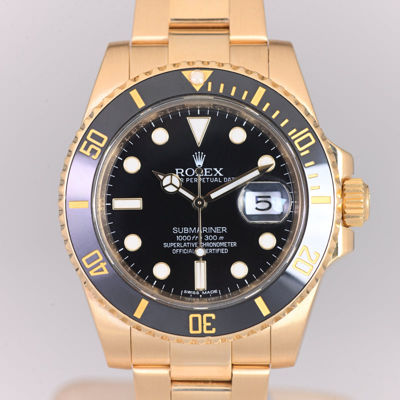 Rolex Submariner Date 40 Gelbgold Schwarz 116618LN